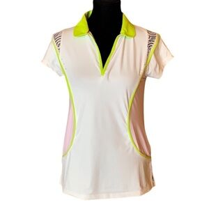 SwingDish white golf shirt with lace trim Size Small New